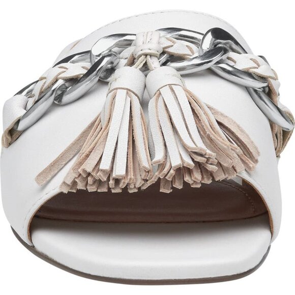 NEW JOHNSTON AND MURPHY Leather Lilly Chain Slide Sandals white 257 3M7 - Picture 5 of 8